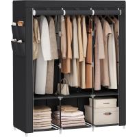 Armario Plegable de Tela 4 Barras, 4 Bolsillos Laterales, Almacenamiento, Negro RYG094B02 - details 40