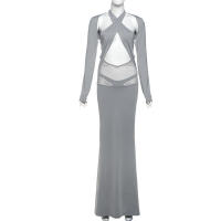 BUNO-vestido Halter de Cruz calado con retazos, vestido de mujer + chal, Sexy, elegante, 2025 con cordones sin espalda, fiesta de verano de medianoche, Vestidos de moda - details 6