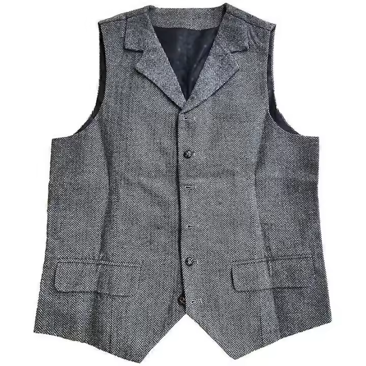 Traje de tweed para hombre Chaleco vintage Chaleco de fiesta en espiga X - 1