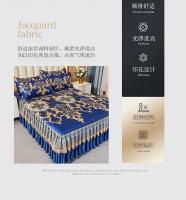 Juego de Sábanas de Dormitorio de Doble Cama de Encaje Clásico de Cuero Royal Azul 3Pcs - details 5