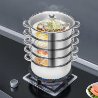 Vaporera de acero inoxidable de 5 niveles, olla de vapor para cocina de carne y verduras, con tapa de vidrio - details 7