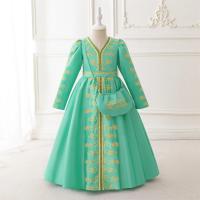 Vestido de princesa de manga larga bordado para niñas, disfraz de flores para niñas, vestido árabe de Dubái, bata musulmana de Ramadán. - details 18