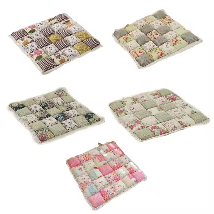 Cómodo cojín para silla de estilo floral cuadrado, cojín para silla de algodón más grueso relajante, cojín de asiento rosa para oficina - 1