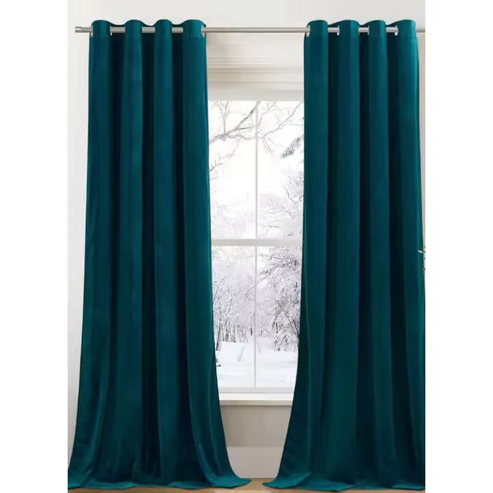 Cortinas de Terciopelo Azul Zafiro 132x240 CM Cortinas Isolantes Térmicas para Dormitorio y Boda - 1