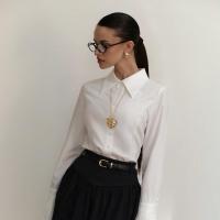 Collar con colgante de disco largo para mujer, cadena de suéter chapada en oro de 18 quilates, joyería de moda - details 3