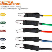 Bandas de resistencia ejercicio conjunto Pull Band 5 tubo aros de goma de banda de potencia entrenamiento de fuerza de aptitud de los hombres las mujeres - details 1