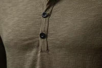Camisa De Algodón Para Hombre Con Botones Cuello Henley Manga Larga Casual Color Sólido Moda Camisetas Transpirable Ligera Y De Wicking De Humedad - details 19