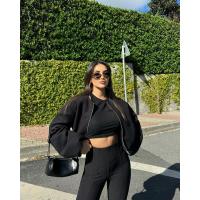 BUNO-Chaquetas Bomber rojas con cremallera para mujer, chaquetas recortadas suaves, chaqueta deportiva de manga larga para mujer, novedad en prendas de vestir exteriores 2025 - details 5