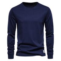 Día del padre 2025 Camiseta de algodón de Color sólido para hombre, camisetas informales de manga larga con cuello redondo para hombre, Camiseta básica de alta calidad para primavera y otoño para hombre - details 9