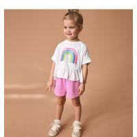 Nuevo traje para niños, ropa infantil linda de verano con arcoíris, traje de algodón puro para niñas - details 5