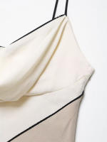 TRAFZA-vestido Midi elegante de fiesta de verano para mujer, sin mangas, asimétrico, con cuello oscilante, línea brillante, vestido ajustado decorativo - details 7