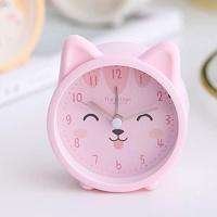 Reloj despertador para bebé con diseño de perro o gato, silencioso, de cuarzo, para escritorio y mesita de noche, rosa - details 1