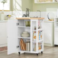 Carrito Auxiliar de Cocina Tres estantes y una Puerta 60x40x90cm Blanco FKW75-WN ES - details 2