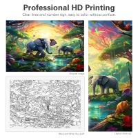 RUOPOTY Pintura al óleo DIY por números Kit Elefante 40x50cm Pintura al óleo de animales sin marco en lienzo Estilo Abstracto Material de Lienzo Tipo de Pintura Propylene - details 2