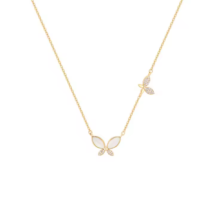 Collar de mariposa de acero inoxidable 316L, cadena ligera de lujo para clavícula pequeña, joyería exquisita de moda para mujer - 1