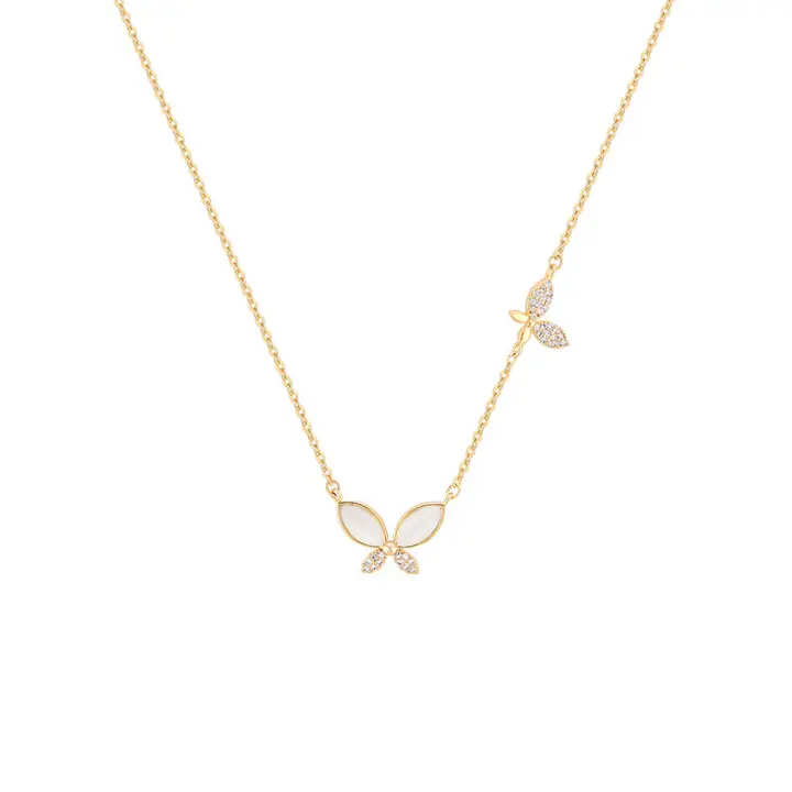 Collar de mariposa de acero inoxidable 316L, cadena ligera de lujo para clavícula pequeña, joyería exquisita de moda para mujer - 1