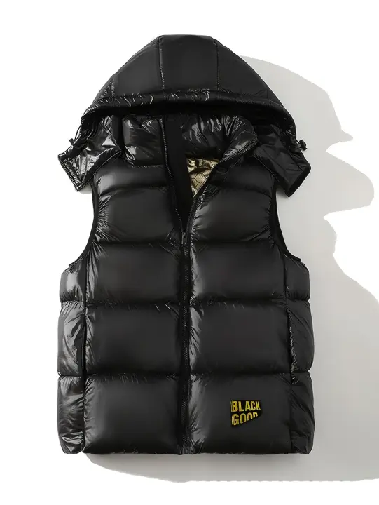 Abrigo acolchado sin mangas para hombre, chaleco informal con cremallera, cálido, con capucha, para actividades al aire libre en invierno - 1