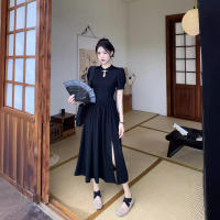 Nuevo vestido cheongsam chino mejorado con cuello levantado para mujer con sensación de lujo en verano, corto estilo Hepburn - details 2