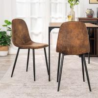 Juego de 4 sillas de comedor con asiento y respaldo suaves, con patas de metal macizo, para salón, dormitorio, cocina o comedor, ante marrón - details 6