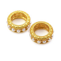 Color dorado mate, latón y perlas de imitación de plástico, espaciador de rueda, cuentas para pulsera, accesorios para hacer joyas Diy - details 7