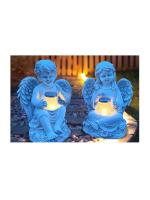 Adorno de Ángel para niña, estatua decorativa de resina solar para el hogar, manualidades, color blanco - details 9