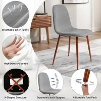 Comedor, Sillas de Cocina Modernas con Patas de Metal y Respaldo Ergonómico, Color Gris Tela, Tejido, Espuma, Unidades - details 5