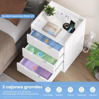 Mesitas de Noche con luces LED y Estación de Carga (2 Tomas AC, 2 Puertos USB) Mesita de Noche Blanca Mesas Auxiliares con 1 compartimento abierto y 2 cajones para Dormitorio Salón - details 53