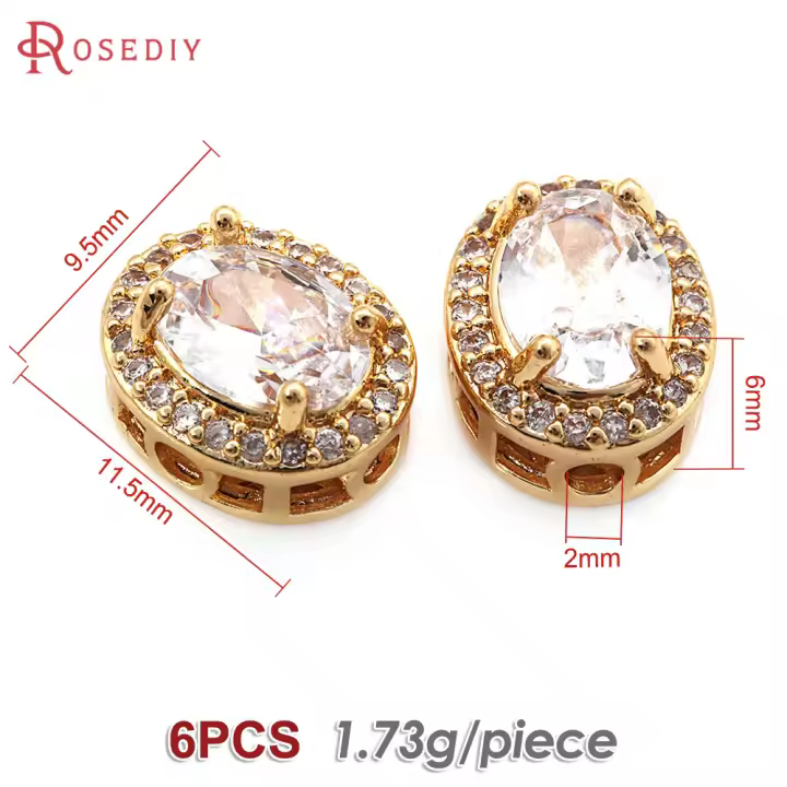 Cuentas de Espaciador Ovaladas de Brasso Dorado 18K Accesorios de Joyería DIY de Alta Calidad - 1