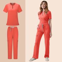 Uniforme médico para mujer, conjunto exfoliante de enfermera, Top con bolsillo y pantalones, traje de 2 piezas, ropa para quirófano de enfermería, Ropa de Trabajo para salón de belleza - details 12