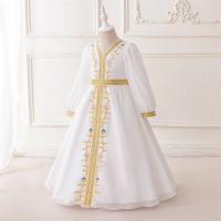 Vestido de princesa de manga larga bordado para niñas, disfraz de flores para niñas, vestido árabe de Dubái, bata musulmana de Ramadán. - details 27