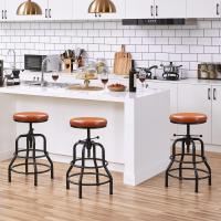 Taburete sintético Alto Redondo Ajustable en Altura con Dos reposapiés, Silla de Cocina con Marco de Metal para Cocina, Restaurante Bistrot Negro - details 28