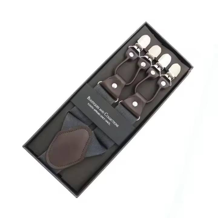 Tirante de cuero de moda de 35 mm de ancho con 6 clips, tirante retro casual para hombre, cinturón, regalo para padre/esposo - 1