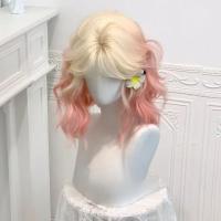 Peluca Bob sintética de cuero cabelludo simulado, color rosa y azul, Cosplay Harajuku, pelucas onduladas cortas y rizadas, cubierta completa para la cabeza, peluca sintética en capas para Halloween - details 6
