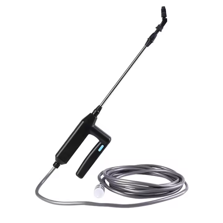 Pulverizador eléctrico, pulverizador a batería, pulverizador telescópico para césped y jardín, 2 boquillas y manguera de 5M, pulverizador de agua recargable - 1