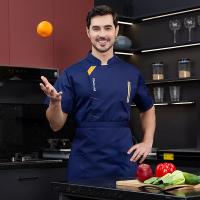 Chaqueta de Chef negra, uniforme de chef de manga corta, abrigo de cocinero, camiseta de Chef, uniforme de trabajo de panadero, camarero, restaurante, ropa de Hotel, logotipo para mujer - details 7