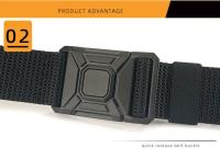 Cinturón táctico de liberación rápida para hombre y mujer, cinturón militar para exteriores, accesorios deportivos de nailon suave real, cinturón negro, nuevo - details 2