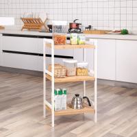 Estantería de bambú con 3 niveles para baño, cocina, dormitorio, 45 x 31,5 x 80 cm, natural - details 12