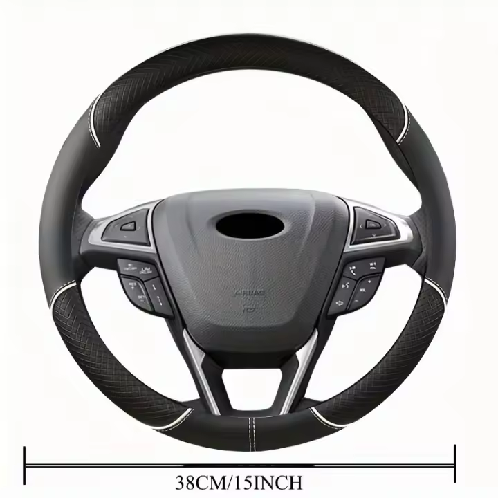 Cubierta de Volante de Cuero Falsito Transpirable y Absorbente de Sudor - 1
