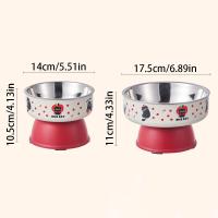 Cuenco de base alta para mascotas de dibujos animados, antideslizante, antivómitos, comida para gatos, cuenco de agua con soporte, cuenco de acero inoxidable antivuelco para gatos - details 0