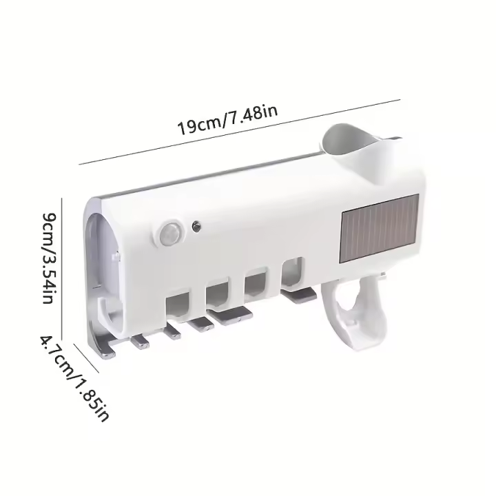 Soporte de Cepillo Dental de Inducción Multifuncional Caja de Almacenamiento de Pasta de Dientes Siquiada Automática Montaje en Pared Libre de Agujero Productos Peligrosos Normales con Batería - 1