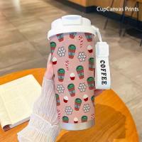 1 taza de café navideña de 530 ml con diseño de copo de nieve, taza térmica personalizada con dibujos animados, taza de café creativa de doble uso, botella de agua portátil, regalo para fiestas, adecuado para oficina, viajes en casa, día de San Valentín, - details 0