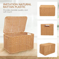 Cestas de almacenamiento tejidas con tapa para ropa con tapa, ropa receptora, Cubo de juguete decorativo - details 5