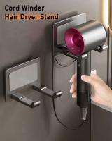 Soporte de aluminio para el cabello, autoadhesivo montado en la pared, perforado, estante para secador de pelo Dyson, organizador de iluminación de baño no perforado - details 0