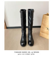 Nueva plataforma retro caballero botas ensanchadas de tubo alto de cuero suave plisado de tacón alto - details 25