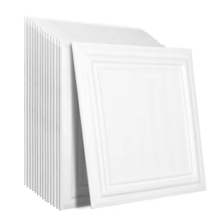 SucceBuy Tejas de techo de PVC/poliestireno de primera calidad: fáciles de instalar y cortar para decoración del hogar/oficina - 1