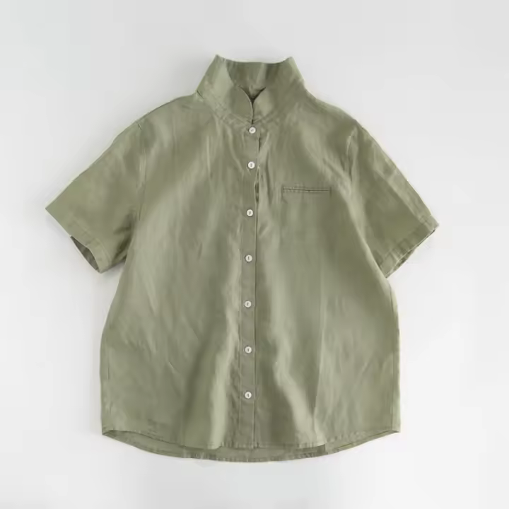 camisa de mujer Camisa de manga corta 100% lino - 1