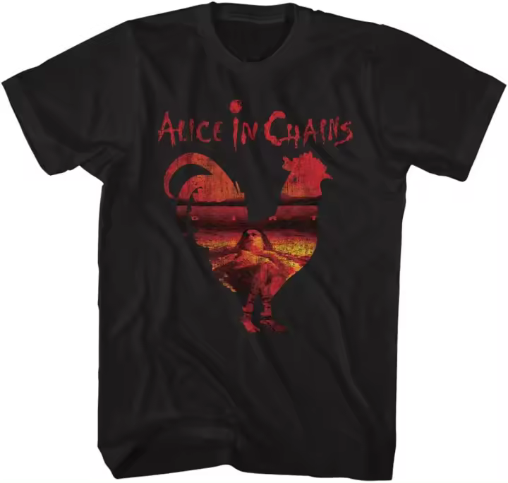 Camiseta Alice in Chains Black Dirt Album Rooster para hombre, camisetas de manga corta, camisetas gráficas de música de los años 90 para hombre - 1