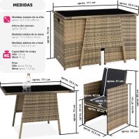 Conjunto de Exteriores de Aluminio Resistente a la Intemperie 2 Sillas con Almohadillas, Mesa de Cristal, Apilable, Fundas Extraíbles - details 4