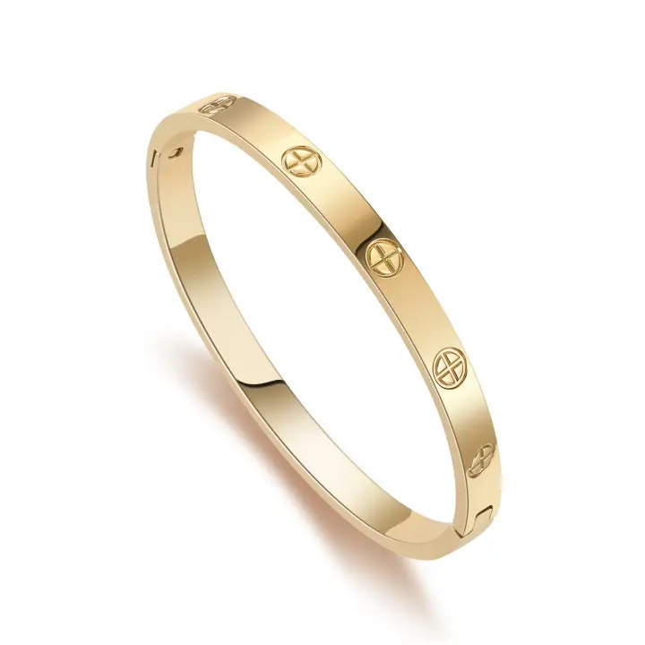 Pulseras de oro para mujer Amistad Amor Brazalete Pulseras Cubic Zirconia Pulsera de acero inoxidable Joyería San Valentín Cumpleaños Regalos de Navidad para mujeres Stuffers de medias - 1