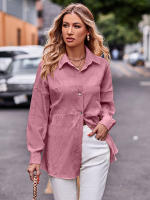 Blusa lisa de manga larga para mujer, camisa elegante con cuello vuelto, moda informal de oficina, nueva para primavera y otoño 2023 - details 23